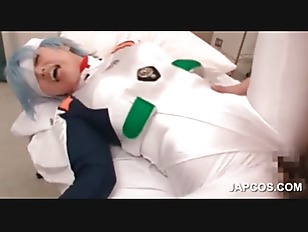 Asian cosplay scene with babe fucked thru pants