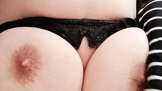 Glamour babe with big boobs masturbates in lingerie